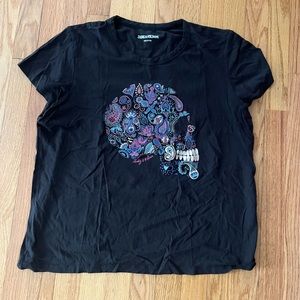 Zadig Women’s Cap Sleeve Skull Tee Size L